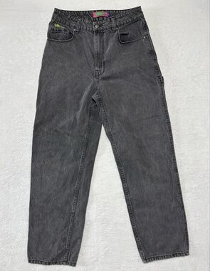 Empyre Mom Jeans Womens 6 Gray Charcoal Wash High Rise Relaxed Fit Denim Logo
